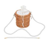 COLLBATH Borsa Tracolla in Vimini Intrecciato Piccola Estiva per Donna Borsa Mare in Paglia con Manici Perline Cesta da Spiaggia Multifunzione per Uso Quotidiano e Picnic