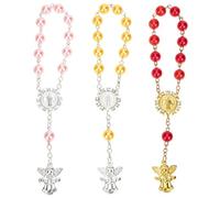 COLLBATH Braccialetto Rosario da Polso Angelo 3 Pezzi in Argento, Decorazione Religiosa Colorata per Battesimo e Comunione, Regalo Donna e Ragazza Elegante e Versatile