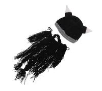 COLLBATH Cappello Viking con Imitata in Maglia Beanie con Corna e Estensione per Cosplay Accessorio Costume Divertente per Feste e Halloween Unisex