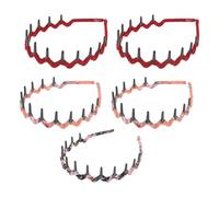 COLLBATH Cerchietti per Chioma 5 Pezzi Pettine a Denti Ondulati in Chiffon e Plastica Stampa Leopardata, Fascia Unisex per Cura e Lavaggio Viso Colore Casuale Stili multipli