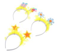 COLLBATH Cerchietto per Chioma a Forma di Stella 3 Pezzi Luci Led, Facile da Indossare, Plastica Colorata, Accessori per Feste come Concerti e Pasqua