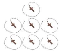 COLLBATH Collana con croce da 7 pezzi: ciondolo a croce - collana con ciondolo a crocifisso, piccolo crocifisso in legno, catena di corda, accessorio boho unisex per l'uso quotidiano