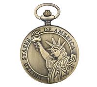 COLLBATH Collana Con Orologio Da Tasca Vintage in Stile Greco Statua Della Libertà Quadrante Quarzo Elegante Lega Senza Tempo