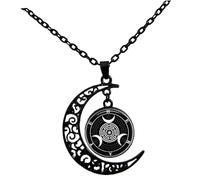 COLLBATH Collana Pendente Fase Lunare in Lega Nera, Design Unico Elegante, Resistente e Leggera, Comoda per Uso Quotidiano e Feste Serali, per Donne e Ragazze Adolescenti