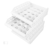 COLLBATH Contenitore per Uova Impilabile in Plastica Bianco 4 Strati, Vassoio Portauova da 30 Griglie, Scatola Organizer per Frigorifero Compatibile Congelatori e Cassetti, per Uso Domestico