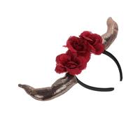 COLLBATH Fascia Per Chioma Corna Da Diavolo Rosa E Fiore Stile Gotico Horror Per Halloween Corna Da Demone Donne E Uomini Accessorio Costume Di Halloween E Cosplay