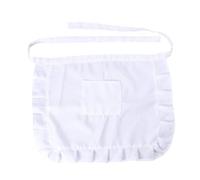 COLLBATH Grembiule da Cameriera Corto Bianco con Pizzo a Mezza Vita, Bavaglino da Cucina da Donna con Tasca Grande, Costume per Ristorante, Casa e Servizio