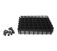 COLLBATH Griglia di Supporto per Fontana da Giardino in Plastica Nera 4 Pezzi Rettangolare con Piedi, Resistente alla Corrosione ai Raggi UV, Piattaforma Modulare per Bacino e Statue