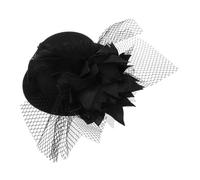 COLLBATH Mini Cappello A Rete in Raso Floreale Con Fermaglio Per Taglia Unica Nero Per Sfilate Di Moda Da Donna