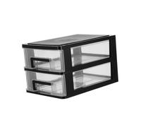 COLLBATH Mobiletto da Tavolo in Plastica Trasparente e Nero Organizer a Strati Multifunzionale per Ufficio e Casa Scatola Compatta per Accessori e Oggetti Vari