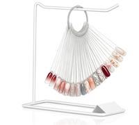 COLLBATH Nail Art Polish Display Fan Shaped con 50 Bastoncini in Acrilico e Supporto Portatile in Ferro per Uso in Training Schools