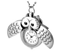 COLLBATH Orologio da Taschino Vintage Gufo a Forma di Mezzaluna Argento, Realizzato in Lega e Plastica, Delicato e Creativo, come Regalo