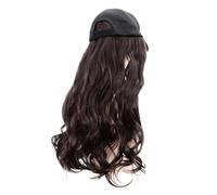 COLLBATH Parrucca Cappello Donna One-piece con Lunghi Ricci Naturali Sintetici Resistente al Calore Elegante Hair Extension con Berretto Visiera Adatta per Feste Halloween e Uso Quotidiano