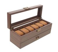 COLLBATH Scatola Porta Orologi e Gioielli in Legno Doppio Strato, 6 Scomparti Cuscino in Flanella, Chiusura Sicura, Design Elegante per Viaggi e Vacanze