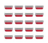 COLLBATH Set da 20 Pirottini Quadrati in Alluminio da 220 Ml Coperchio Contenitori per Dessert Multifunzione per Budini e Tiramisù Tazze da Forno Leggere e Compatte per Uso Domestico