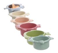 COLLBATH Set Giocattoli Da Bagnetto Per Ragazzo Ragazza Tazze Impilabili Barche Giocattolo Per Doccia Acqua Sicuro E Liscio Adatto Piccole