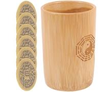 COLLBATH Strumento per Divinazione Tubo di bambù e Rame Khaki | Set 1 Pezzo, Stile Cinese Vintage, per Fortuna e Consulti, Uso in Tempio o Riunione Familiare