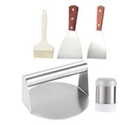 COLLBATH Utensili Barbecue in Acciaio Pressa per Hamburger Heavy Duty con Spatola Pennello Condimenti Strumenti Multifunzione per Grigliate Outdoor e Picnic