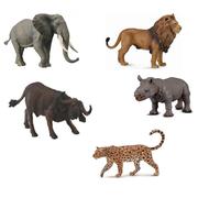 Collecta Animale Selvaggio Set 5 Figure Elefante Leone Bufalo Rhino Leopardo Neu
