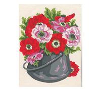 Collection D'Art Bouquet Dans Chaudron Kit da tappezzeria Fiore in Secchio di Metallo, Cotone, Multicolore, 20 x 25 x 0.100 cm