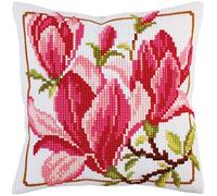 Collection D'Art Kit Cuscini/Magnolia FLOWERS/40 X 40, Multi, 40 x 40 cm