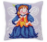 Collection D'Art Kit Cuscino/Campana AZZURRO/40 X 40, Tela Acrilico, Multicolore, 40 x 40 cm