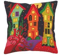 Collection D'Art Kit per punto croce, cuscino: Lodge sotto la luna, multicolore, 40 x 40 cm