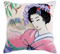 Collection D'Art Kit Punto Croce: Cuscino: Amore Giapponese, Multicolore, 40 x 40 cm