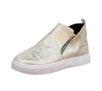 Collection Sneaker da Donna Scarpe Casual da Donna, alla Moda, in Pelle Stampata, con Cerniera Laterale, comode Indossare Tutti i Giorni, per Autunno e Inverno (Gold, 40)