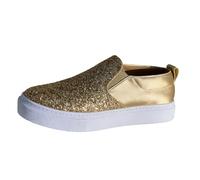 Collection Sneaker da Donna Scarpe Casual Slip-on con Plateau Glitterato alla Moda, comode Sneakers Basse con Design per l'uso Quotidiano (Gold, 40)