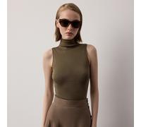Collection Top Naomie in seta stretch a coste L Brown