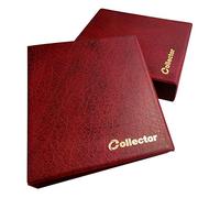 COLLECTOR Album di Monete con Custodia da Collezione, per Monete di Medie Dimensioni €1 €2 - con Diverse Pagine munite di divisori con Elenco - Album con Etui per 280 Monete Rosso