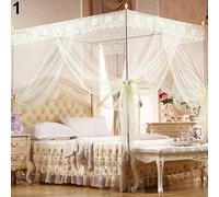 Collectsound - Zanzariera romantico a baldacchino in pizzo con tre aperture laterali, senza cornice, per letto matrimoniale, colore: beige