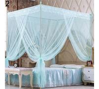 Collectsound - Zanzariera romantico a baldacchino in pizzo con tre aperture laterali, senza cornice, per letto matrimoniale, colore: Blu