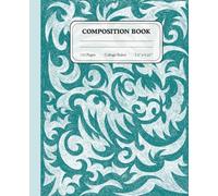 College Ruled Composition Journal | Teal and White Abstract Pattern Writing Notebook for Students & Creatives: Textured hand-drawn forms with organic movement and soft contrast