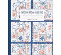 College Ruled Composition Notebook: Cute Orange and Blue Maritime Postal Design. Charming Ocean-Themed Journal for Girls, Boys, Tweens and Teens. Ideal for Notes, School and Journaling.