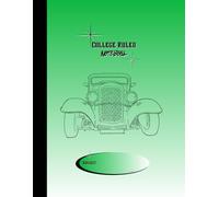 College Ruled Notebook 100 lined pages Large 8.5” x 11” Green and White Gradient: 1930s Classic Flamin Grill Hot Rod Cover