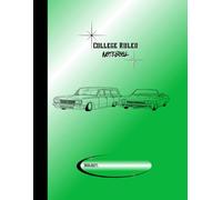 College Ruled Notebook - 1960s Classic Cars | Double Trouble | 100 lined pages| Green and White Gradient Cover with subject bubble (Large: 8.5” x 11”)