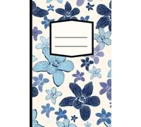 College-ruled notebook with blue flowers cover, 5.5 x 8.5, 120 pages for journaling, writing and more