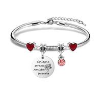 "Colleghe Per Caso Amiche Per Scelta"Collega Braccialetti,Donne Rosso Cuore Rosa Braccialetti Pendenti Grazie Al Suo Regalo