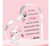 Colleghe Targhe e Cartelli Decorativi Amiche Acrilico Placca Cuore Ornamenti Donne Regali Compleanno Segni Amicizia Apprezzare Natale Pensionamento Addio Regalo Amica Decorazione Ricordi Coniglio