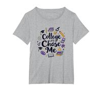 Collegi per Donne: College Life Chose Me Fun Quote Maglietta, Donna Plus-Size, Grigio Melange, 1X