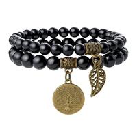 Collenatsy 7 Chakra Braccialetto con pietre vere con albero della vita, pietre curative e pietre preziose, regalo per yoga, meditazione (multicolore), Resina