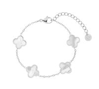 Collenatsy Bracciale da donna con quadrifoglio in oro 18 carati, elegante braccialetto portafortuna come braccialetto dell'amicizia, impermeabile, regolabile, Platino