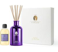 Collesi Kit di diffusore profumo ambiente per la casa con bastoncini - Include 300 ml di Oli essenziali Fragranza Lavanda + Vetro Metallizzato 500 ml Viola - Effetto specchio - Made in Italy