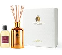 Collesi Kit di diffusore profumo ambiente per la casa con bastoncini - Include 300 ml di Oli essenziali Fragranza Melograno+ Vetro Metallizzato 500 ml Oro - Effetto specchio - Made in Italy