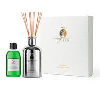 Collesi Kit di diffusore profumo ambiente per la casa con bastoncini - Include 300ml di Oli essenziali Fragranza Tahitian Gardenia + Vetro Metallizzato 500ml Argento - Effetto specchio - Made in Italy