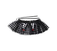 Colletto da pagliaccio a quadri circo, colletto finto con pompon | Joker Ruff Collar, accessorio per travestimento, retrò, divertente, per adulti, cosplay, carnevale, Halloween, feste, teatro