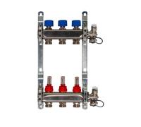 Collettore acciaio per RISCALDAMENTO con flussimetri, vitoni e valvola sfiato