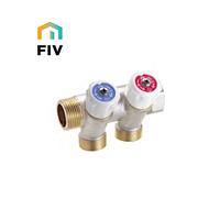 Collettore acqua sanitaria 2 vie 3/4" Rubinetto ottone nichelato componibile